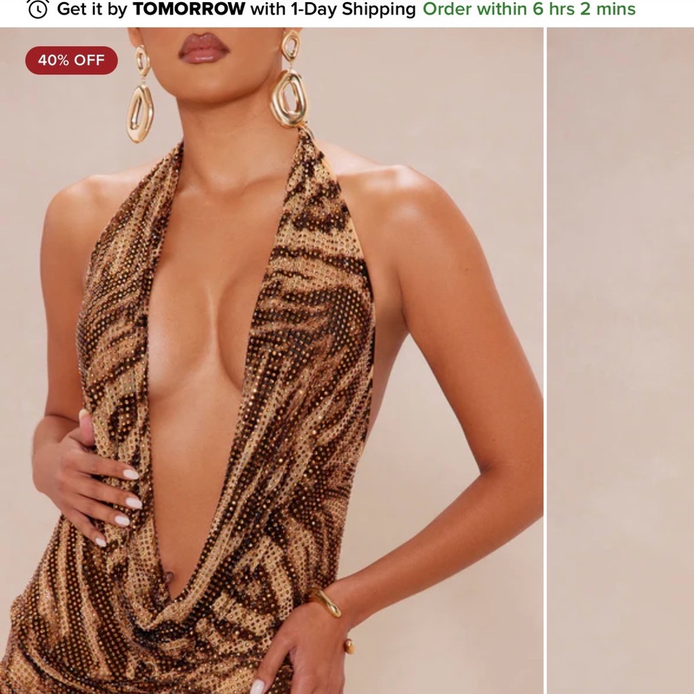 Brown Animal Print Halter Dress - Picture 5 of 5